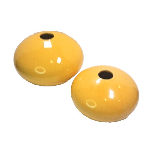Modern Art Pottery Vases Set of 2 - Low Profile, Goldenrod Yellow, Unique Design - Picture 5 of 16
